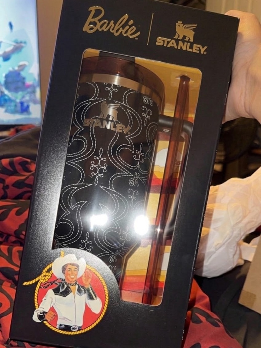 Stanley Black Insulated Tumbler with Silver Scroll Pattern